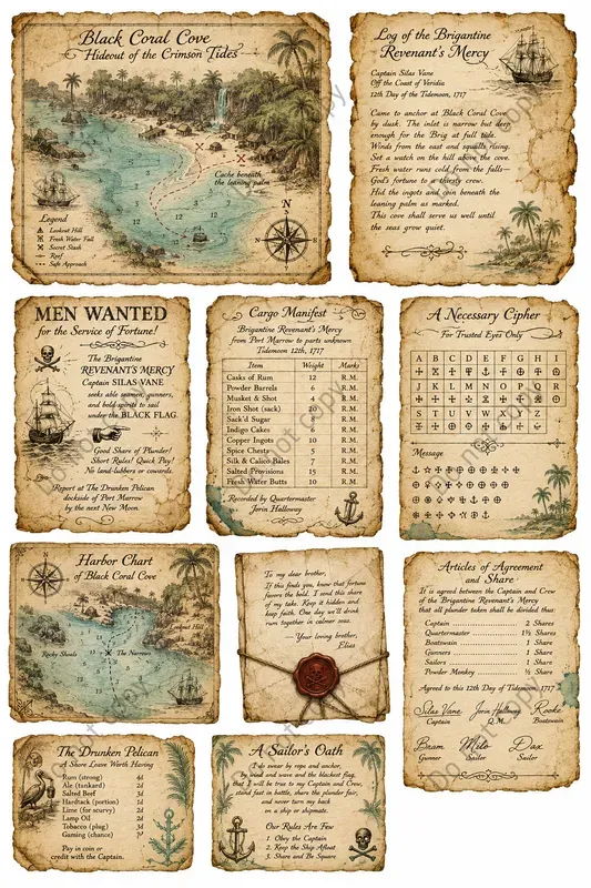 Pirate Treasure Ephemera Sheets