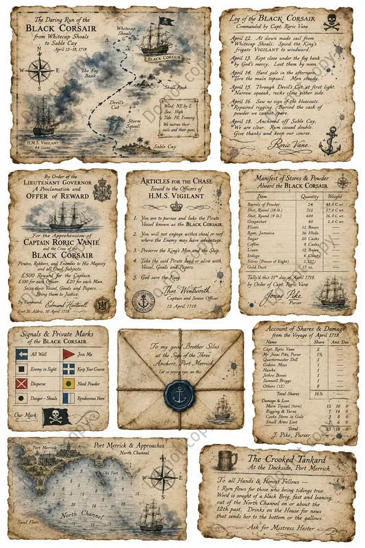 Pirate Treasure Ephemera Sheets
