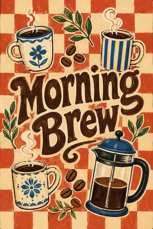Retro Checkered Cafe Posters