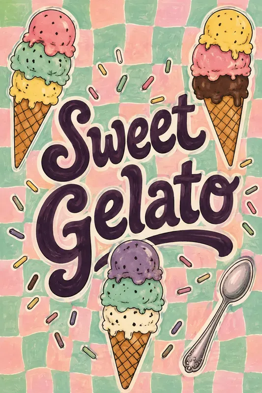 Retro Checkered Cafe Posters
