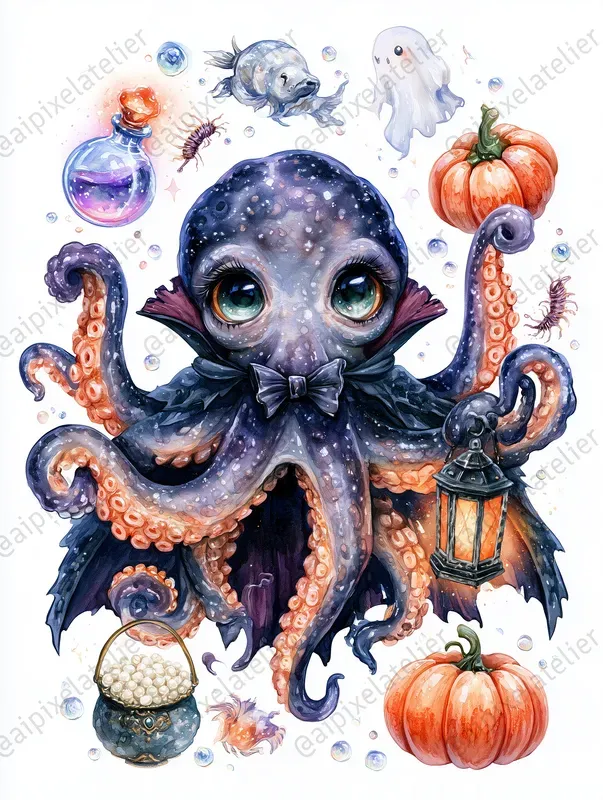 Haunted Ocean Halloween Cliparts