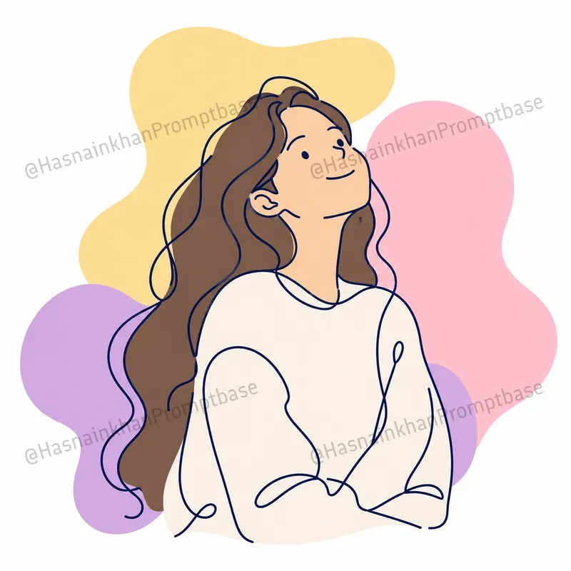 Minimalist Line Art Girl Characters