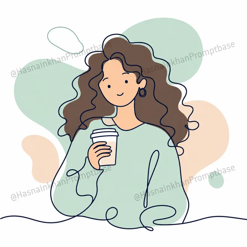 Minimalist Line Art Girl Characters