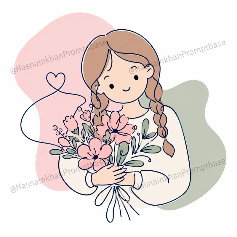 Minimalist Line Art Girl Characters