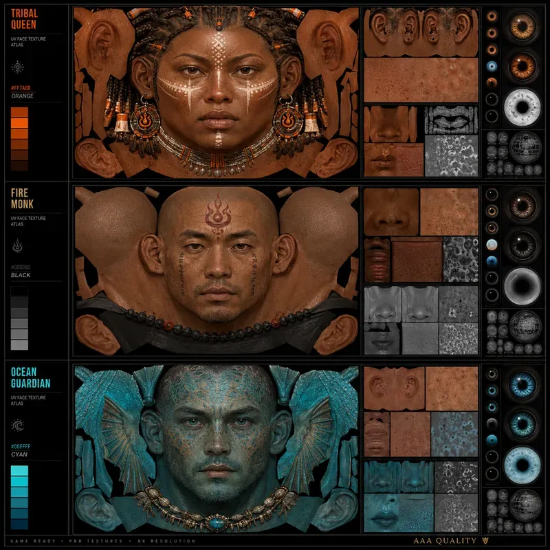 Game Face Uv Texture Atlas Packs