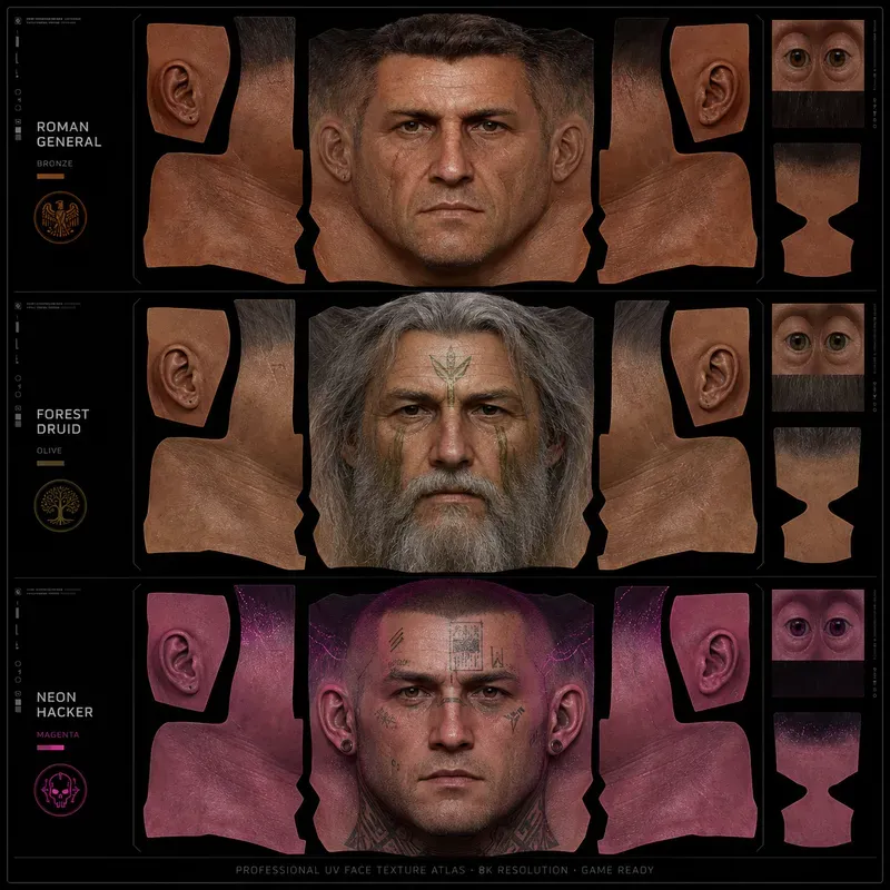 Game Face Uv Texture Atlas Packs