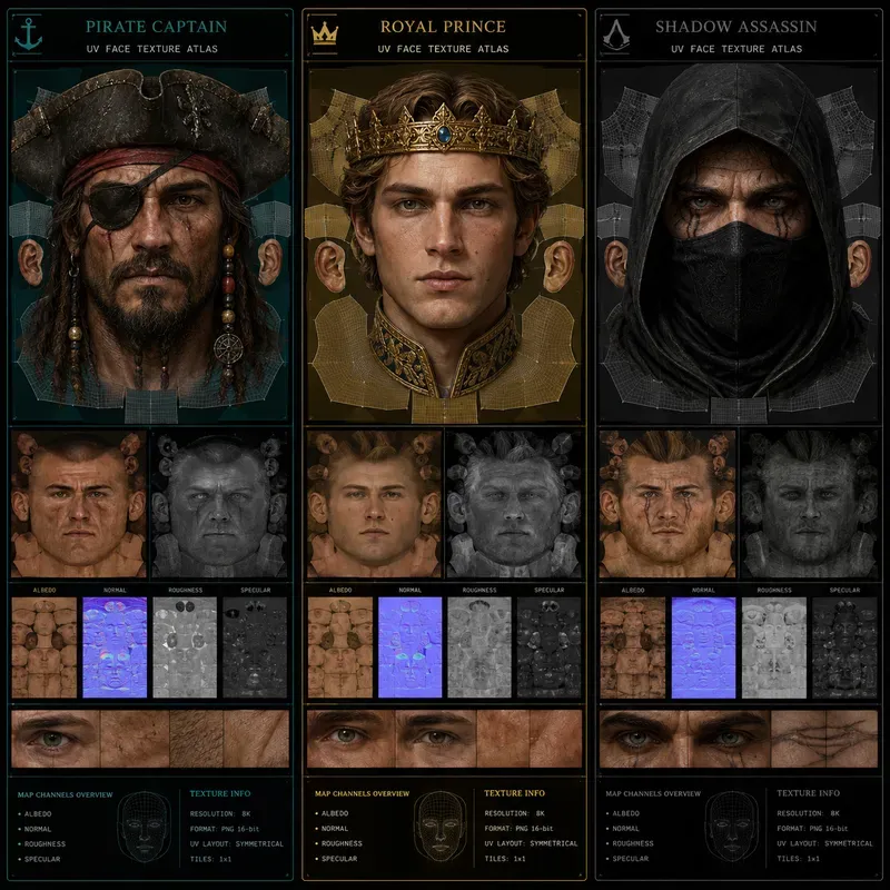 Game Face Uv Texture Atlas Packs