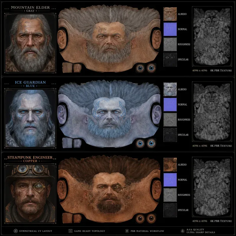 Game Face Uv Texture Atlas Packs