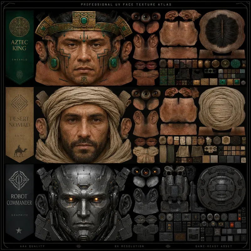 Game Face Uv Texture Atlas Packs