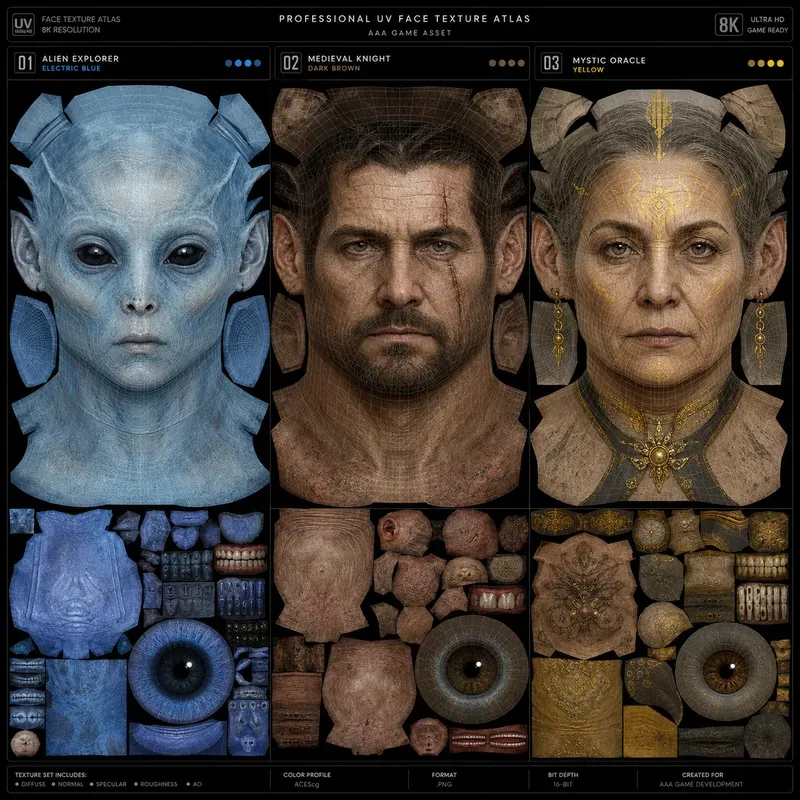 Game Face Uv Texture Atlas Packs