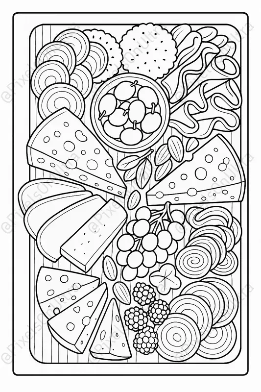 Feast Food Platter Coloring Book Pages