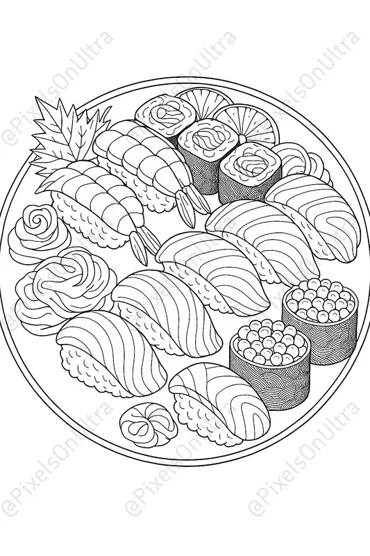 Feast Food Platter Coloring Book Pages