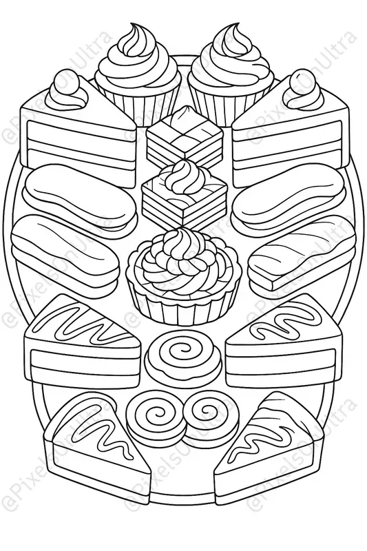 Feast Food Platter Coloring Book Pages
