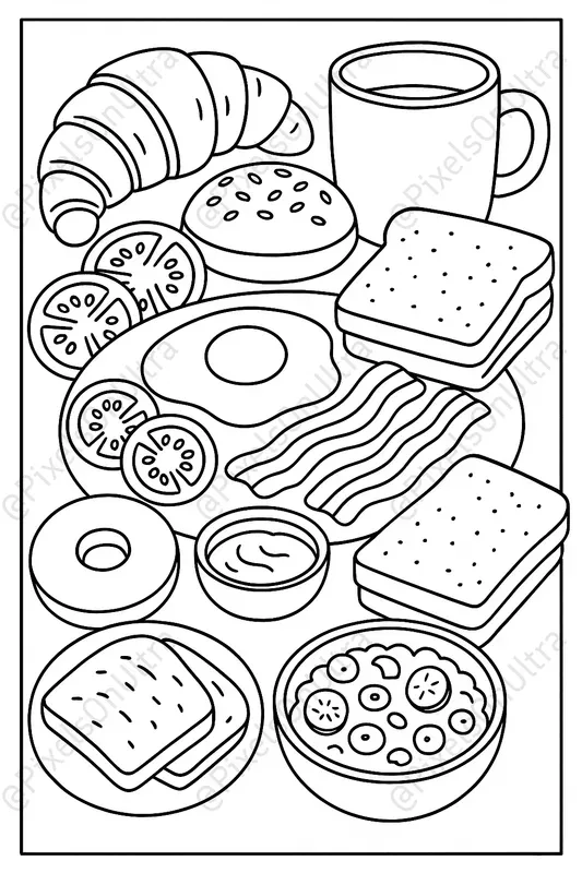 Feast Food Platter Coloring Book Pages