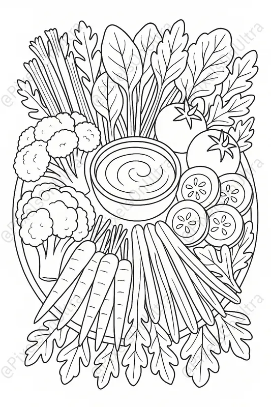 Feast Food Platter Coloring Book Pages