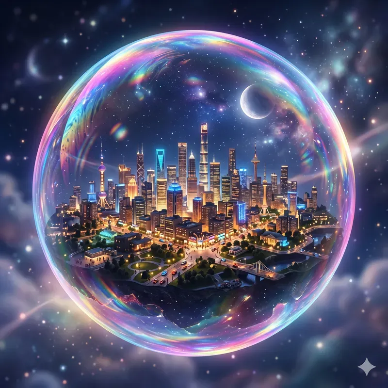 Luminous Bubble Metropolis Worlds