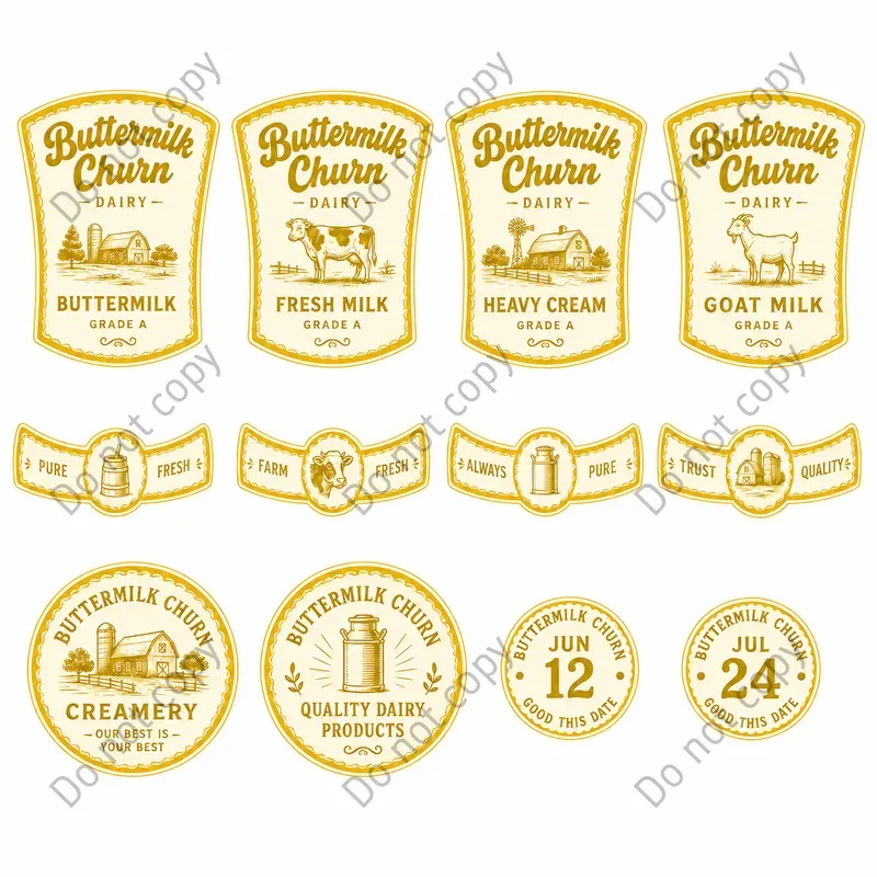 Vintage Dairy Bottle Label Sheets