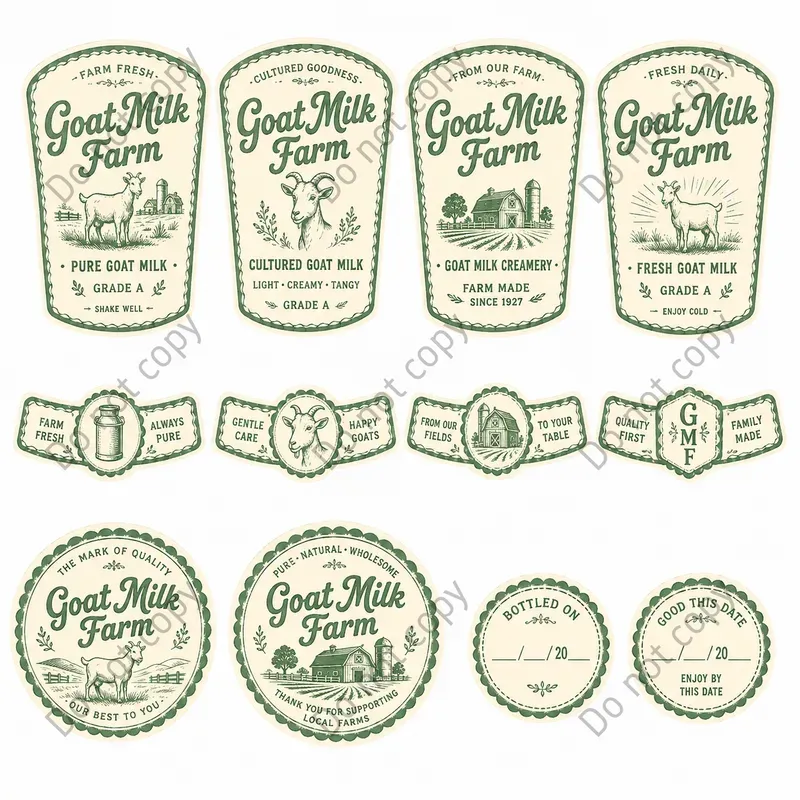 Vintage Dairy Bottle Label Sheets