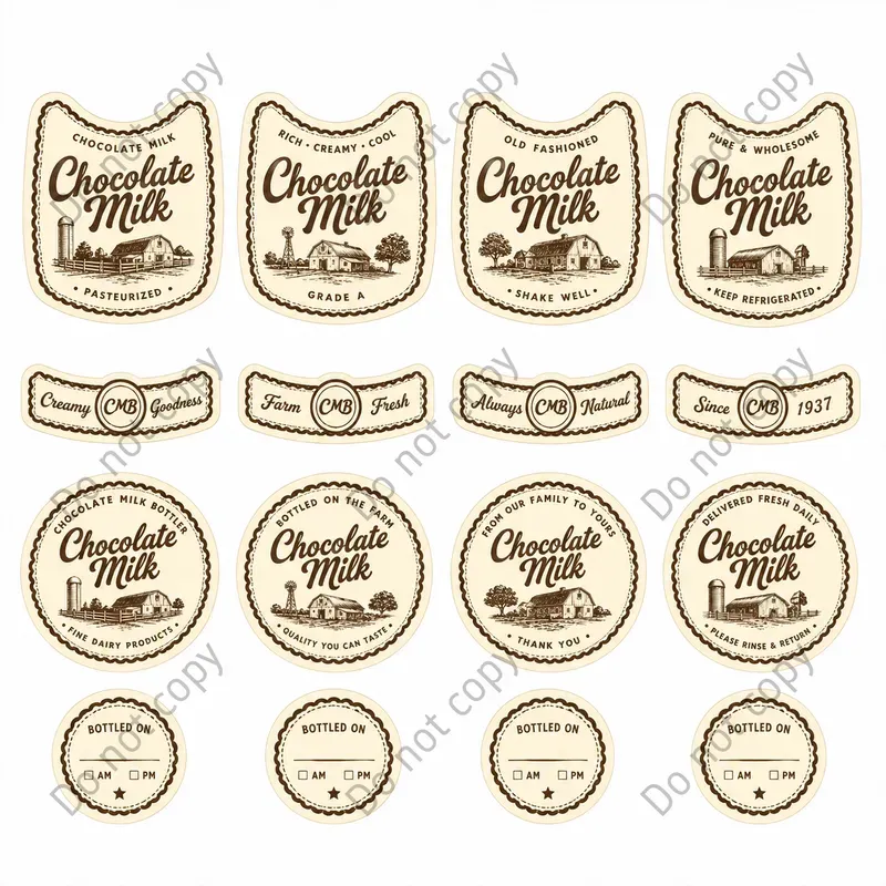 Vintage Dairy Bottle Label Sheets