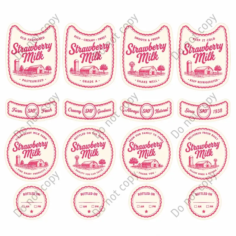Vintage Dairy Bottle Label Sheets