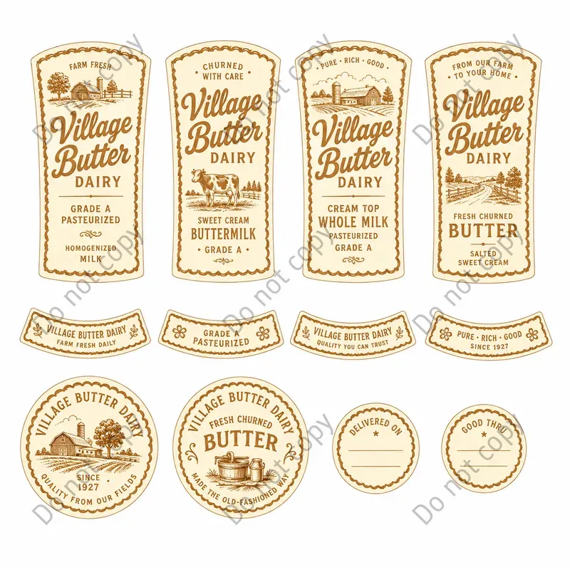 Vintage Dairy Bottle Label Sheets