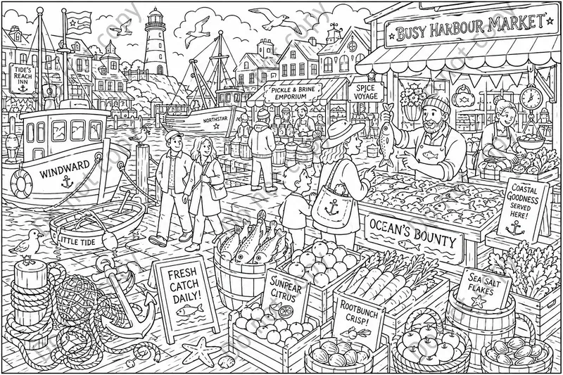 Scene Coloring Book Spreads