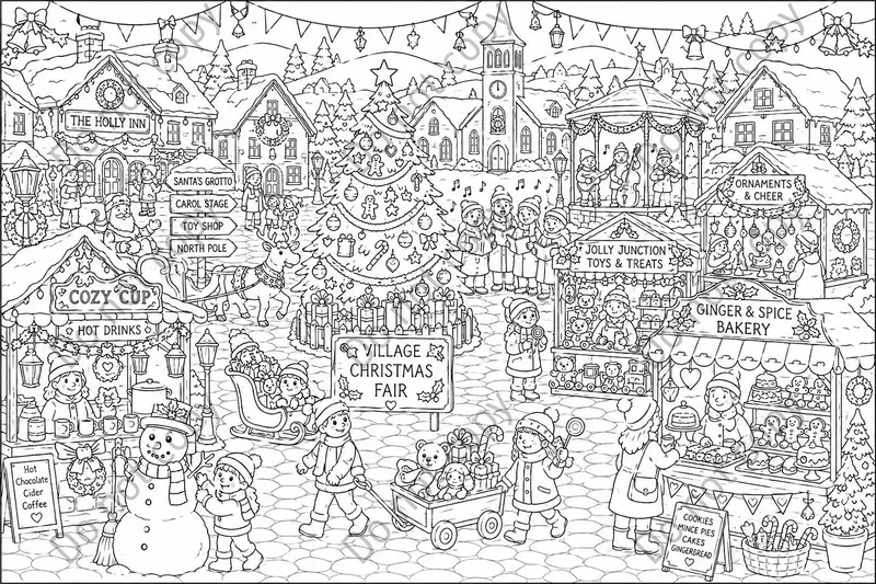 Scene Coloring Book Spreads