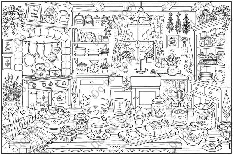 Scene Coloring Book Spreads