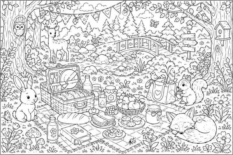 Scene Coloring Book Spreads
