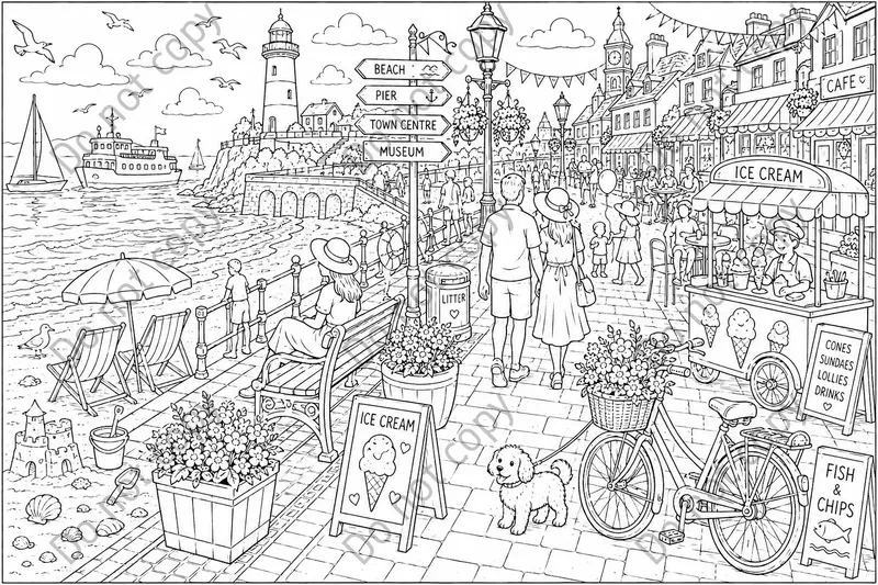 Scene Coloring Book Spreads