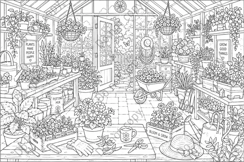 Scene Coloring Book Spreads