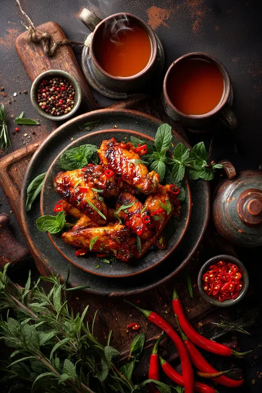 Fiery Topdown Chili Dish Posters