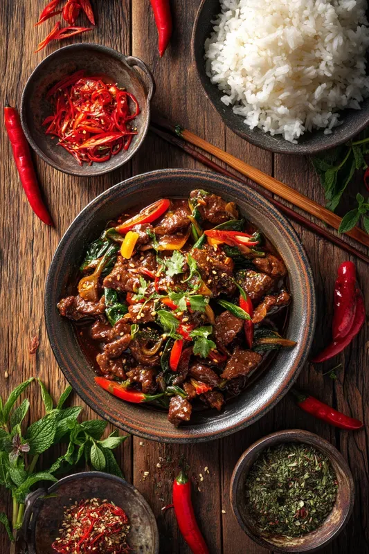 Fiery Topdown Chili Dish Posters