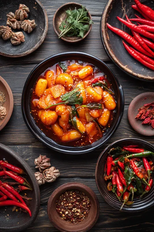 Fiery Topdown Chili Dish Posters