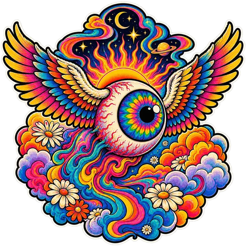 Retro Groovy 70s Psychedelic Sticker Sets
