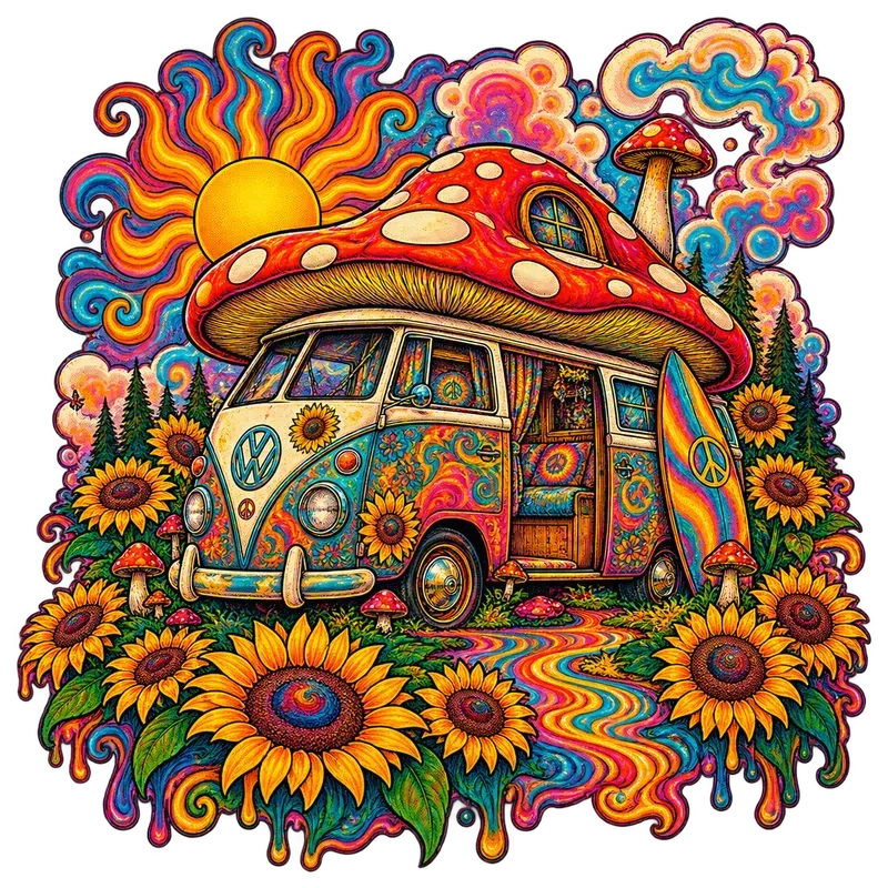 Retro Groovy 70s Psychedelic Sticker Sets