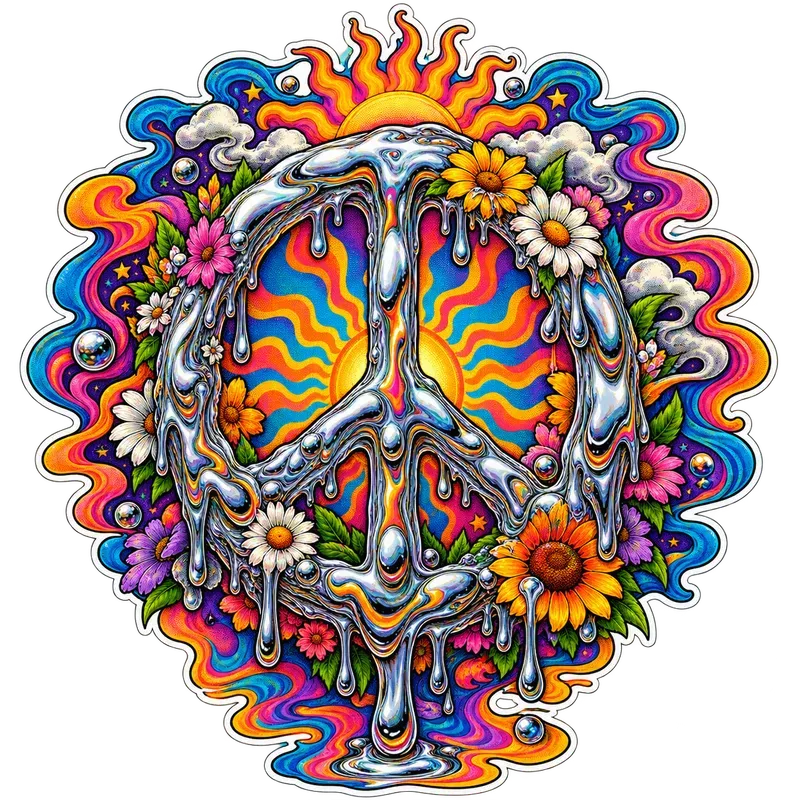 Retro Groovy 70s Psychedelic Sticker Sets