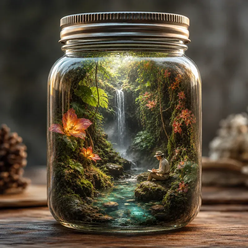 Miniature Worlds In Jars