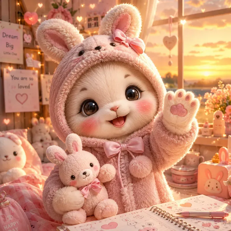 Whimsical Kawaii Cozy Character Portraits