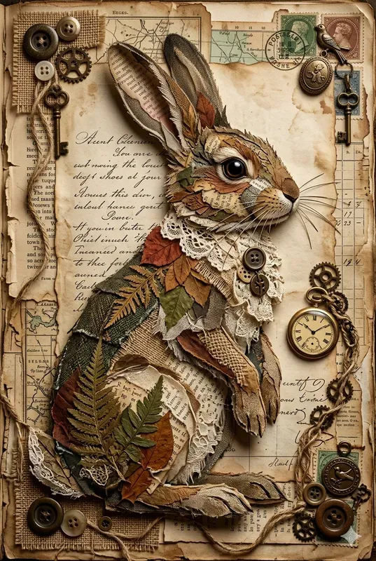 Vintage Junk Journal Collage Art