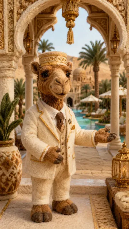 Felted Wool Characters In Desert Resorts