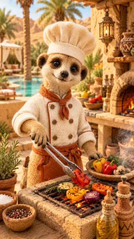 Felted Wool Characters In Desert Resorts