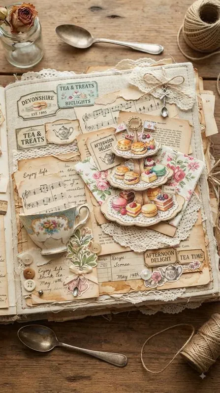 Tea Time Junk Journal Pages