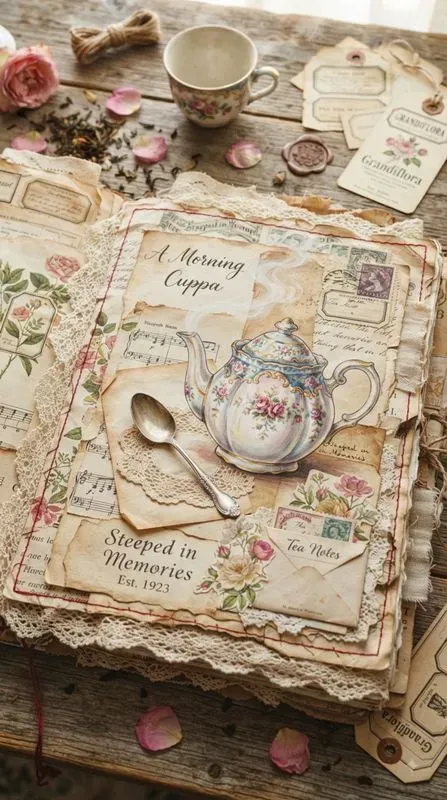 Tea Time Junk Journal Pages