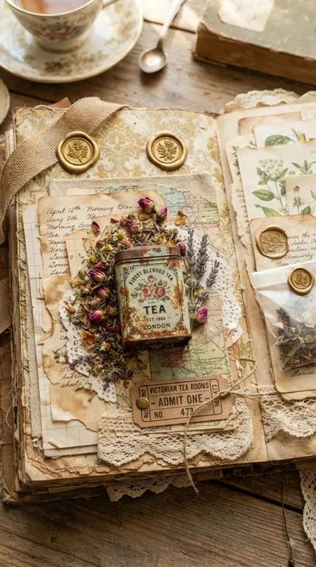 Tea Time Junk Journal Pages