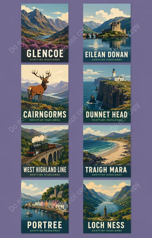 Retro Travel Poster Card Sheets