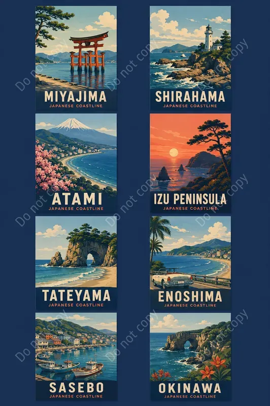 Retro Travel Poster Card Sheets