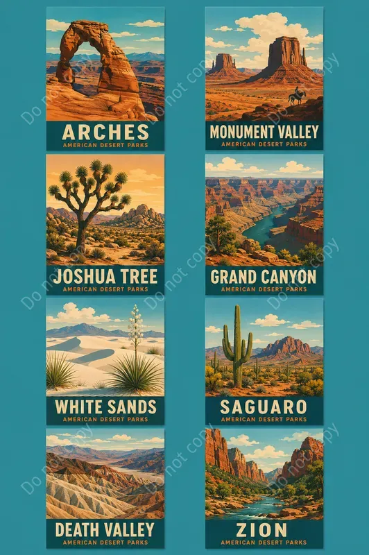 Retro Travel Poster Card Sheets