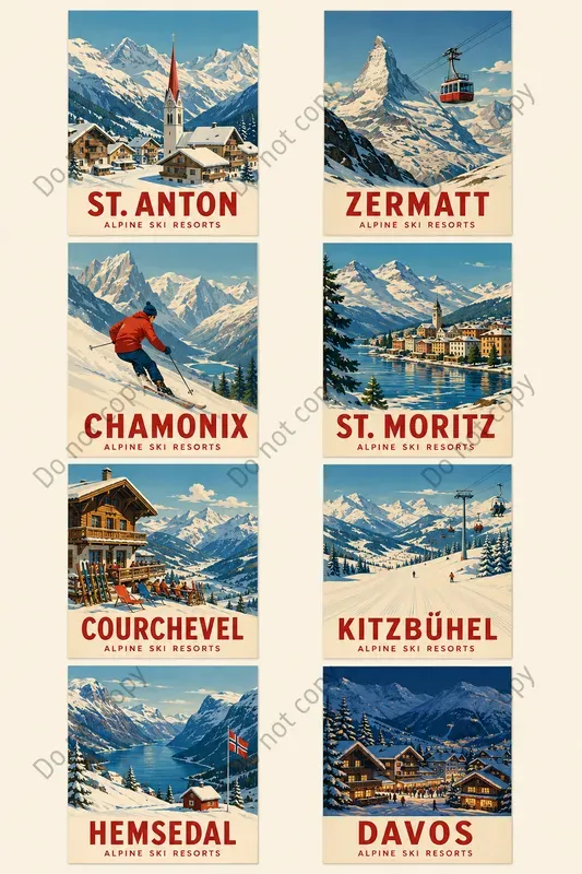 Retro Travel Poster Card Sheets