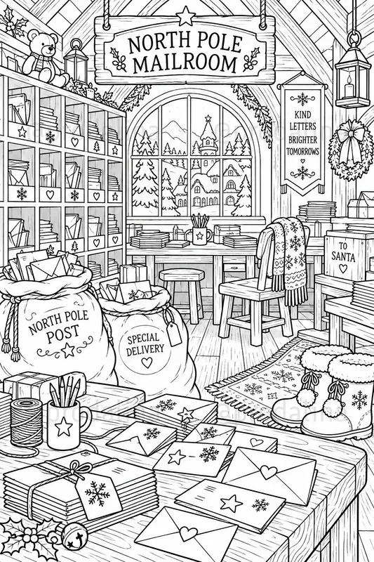 Cozy North Pole Coloring Pages